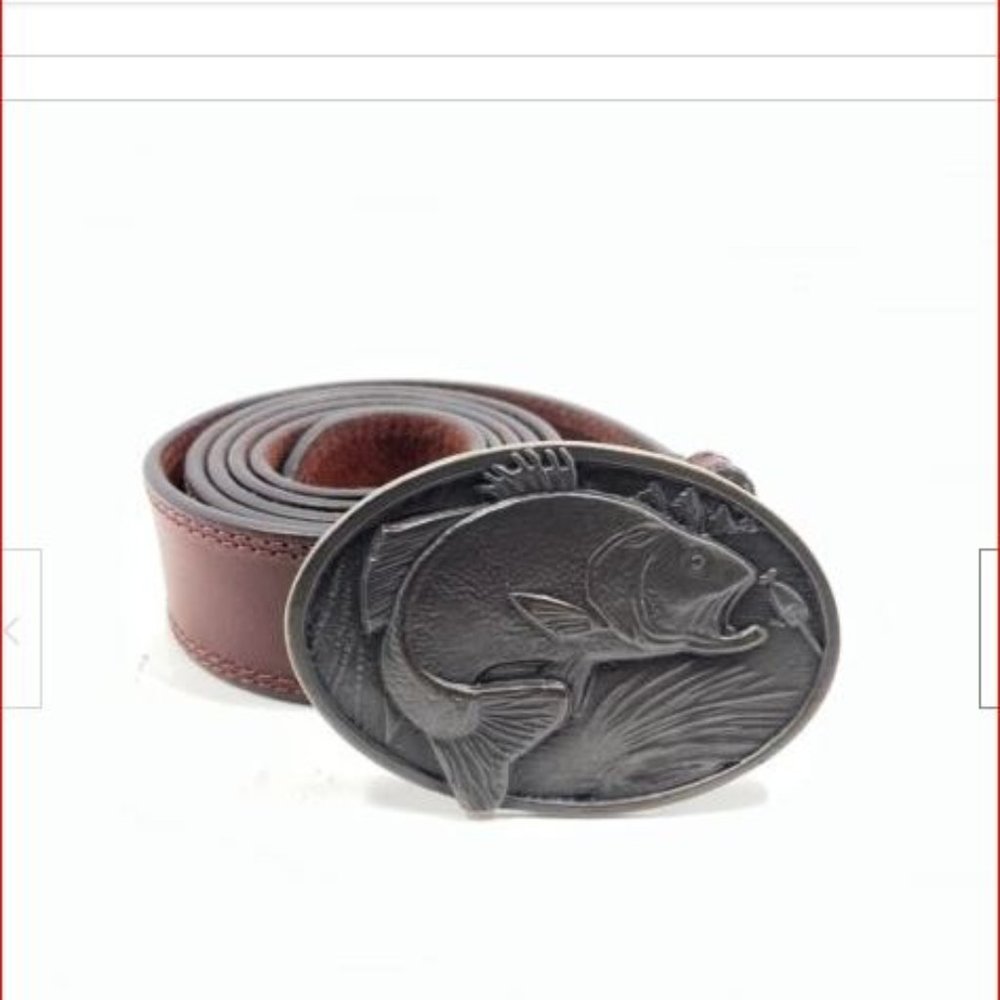 Mens Field and Stream Belt with Trout Buckle 34 -38" Waist